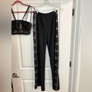 2 piece free people set size 0 pants and crop top black NWT